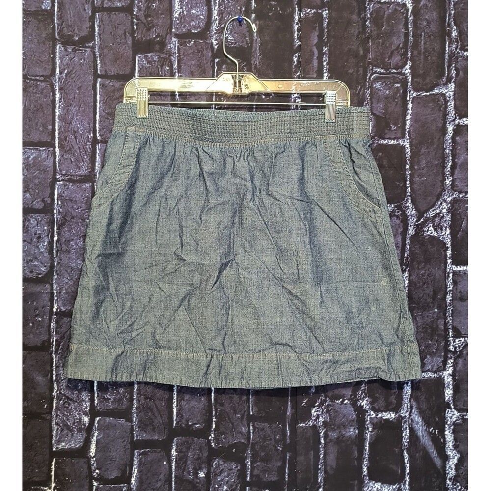 Sonoma Life + Style Denim Skirt Womens Size Small Blue Smocked Elastic Waistband - Picture 2 of 7
